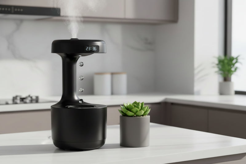 Anti-Gravity Humidifier & Aroma Diffuser with Clock